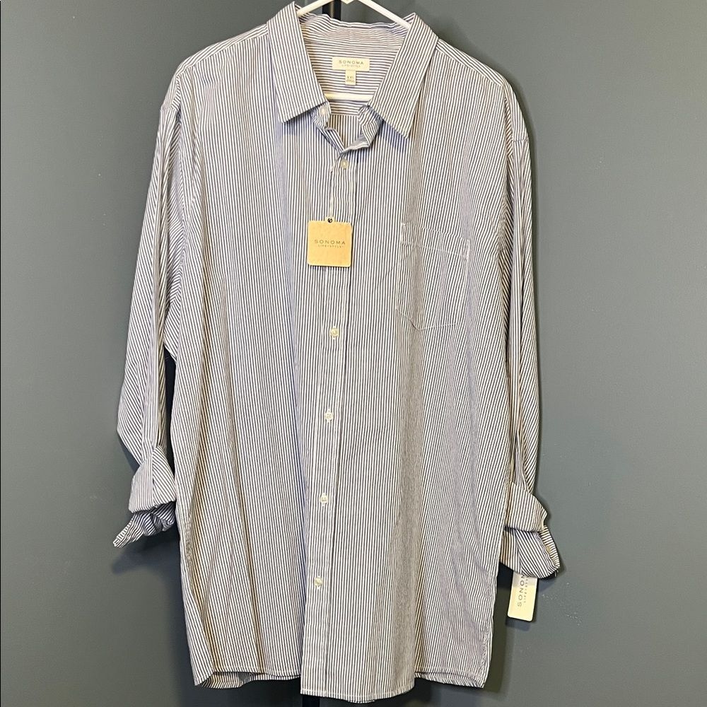 Sonoma Men's Blue Striped Button-Down Shirt